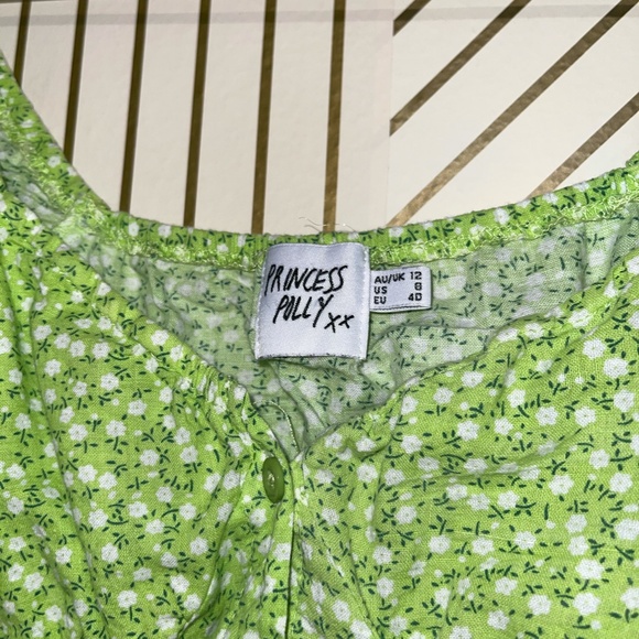 PRINCESS POLLY Laguna Floral Top in Green Size 8 - Picture 5 of 10
